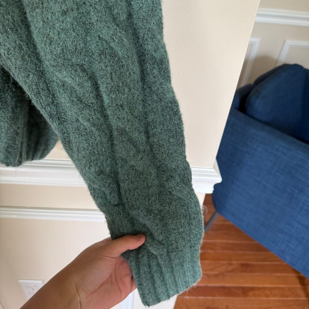 And Now this Revolve | Chunky Cable Knit XL Blue Sweater Wool Blend Winter - Picture 5 of 11